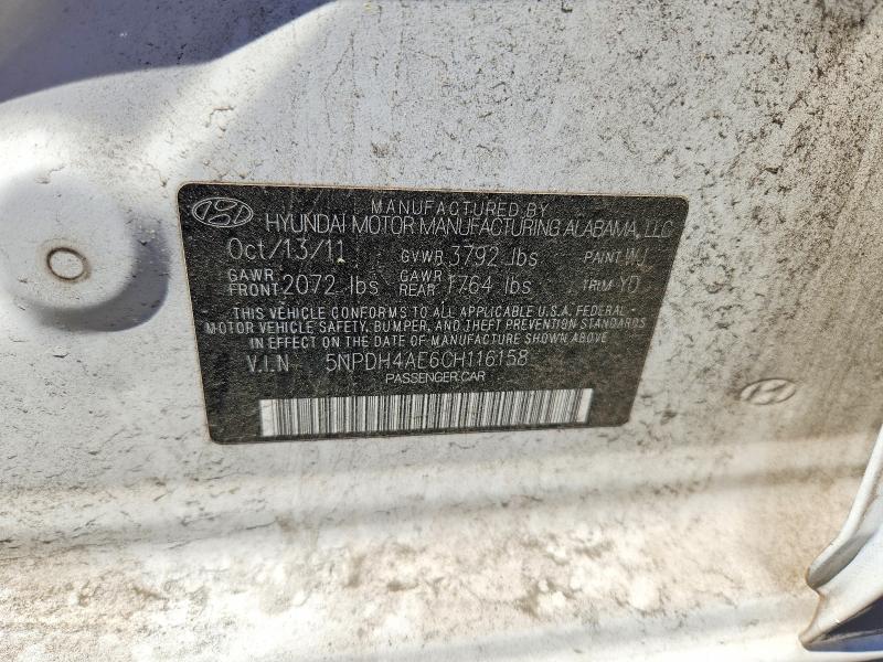 Aukcja sprzedaży 2012 Hyundai Elantra, vin: 5NPDH4AE6CH116158, numer aukcji: 55279866