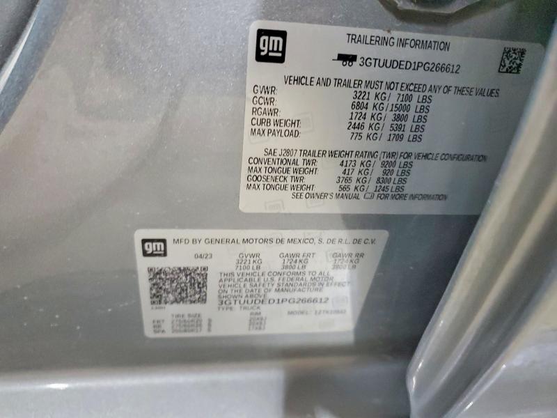57386116 :رقم المزاد ، 3GTUUDED1PG266612 vin ، 2023 Gmc Sierra مزاد بيع