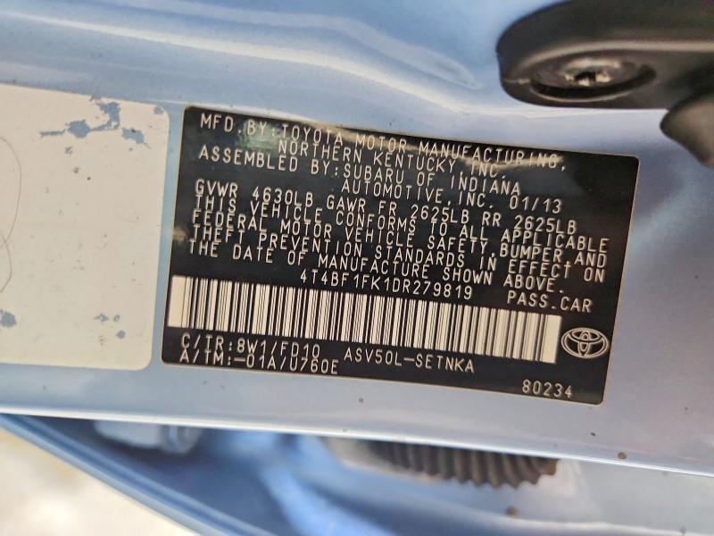 54718546 :رقم المزاد ، 4T4BF1FK1DR279819 vin ، 2013 Toyota Camry مزاد بيع