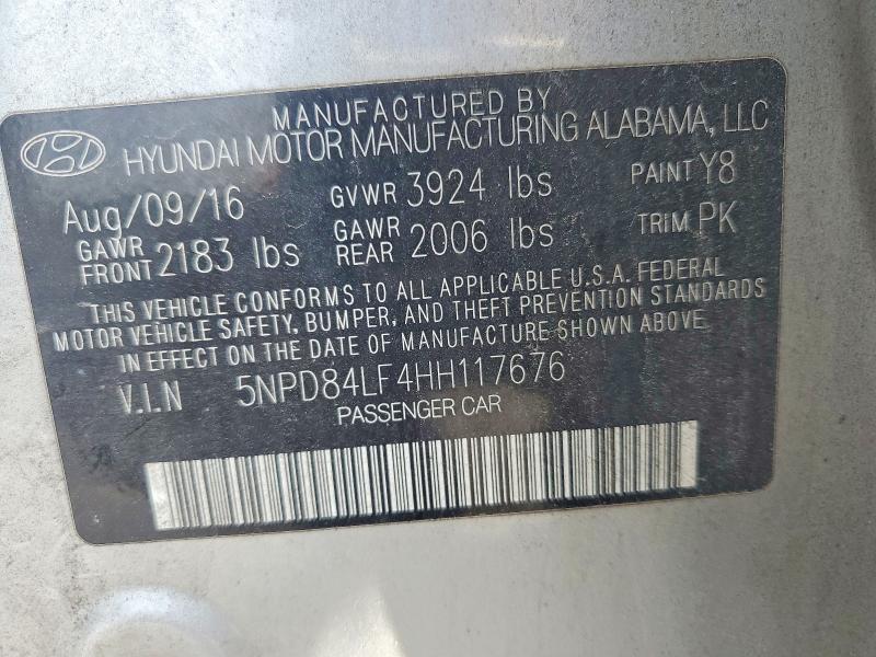 59136826 :رقم المزاد ، 5NPD84LF4HH117676 vin ، 2017 Hyundai Elantra مزاد بيع