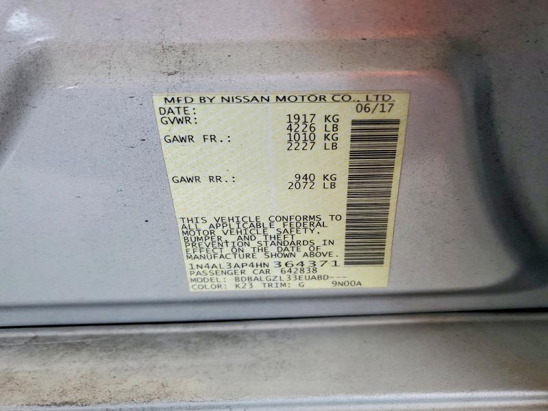 57527086 :رقم المزاد ، 1N4AL3AP4HN364371 vin ، 2017 Nissan Altima مزاد بيع