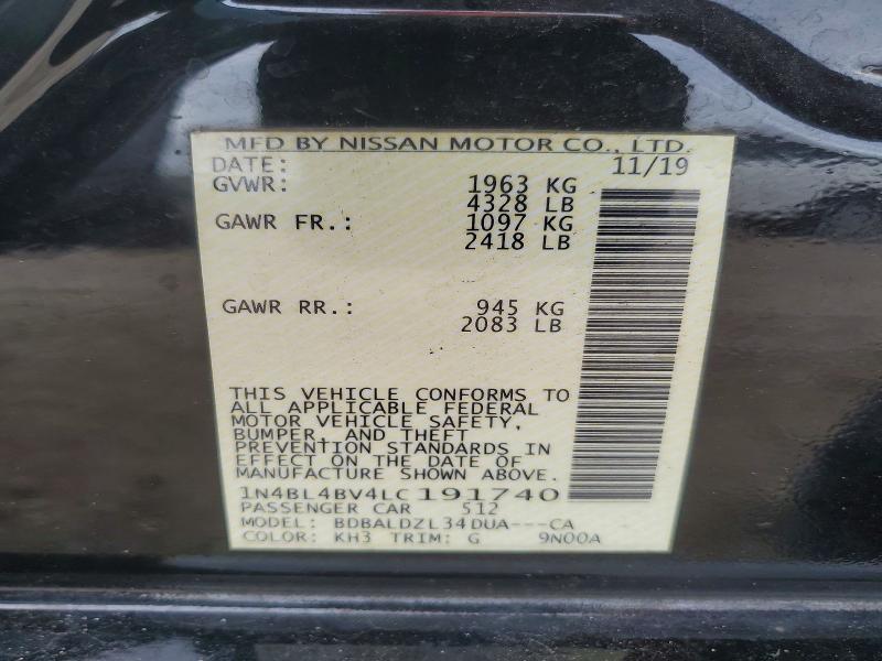 Продажа на аукционе авто 2020 Nissan Altima, vin: 1N4BL4BV4LC191740, номер лота: 56248046
