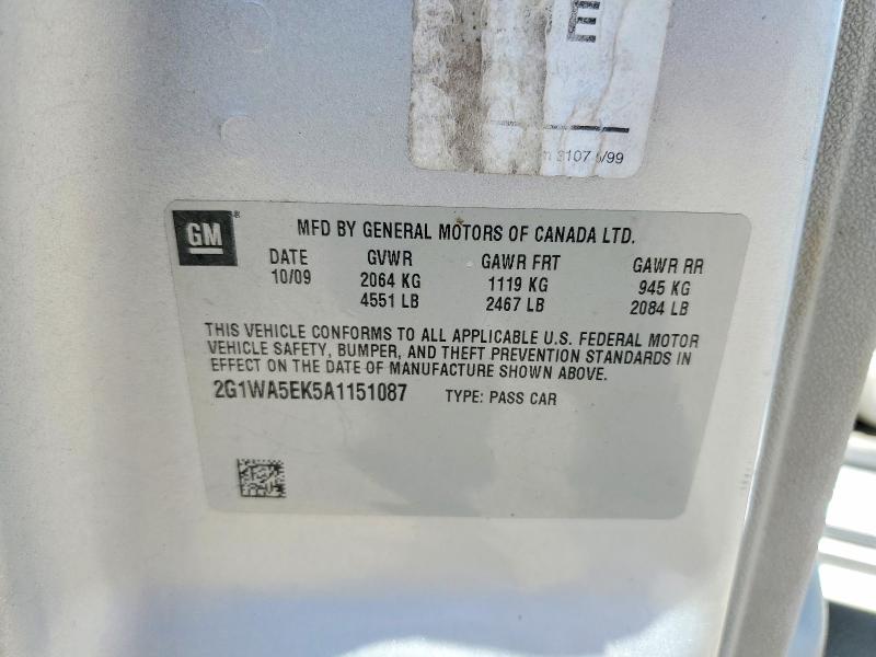 2010 Chevrolet Impala მანქანა იყიდება აუქციონზე, vin: 2G1WA5EK5A1151087, აუქციონის ნომერი: 55584236