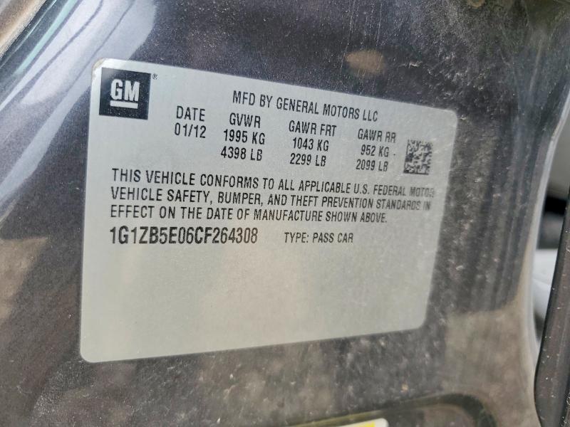 2012 Chevrolet Malibu მანქანა იყიდება აუქციონზე, vin: 1G1ZB5E06CF264308, აუქციონის ნომერი: 55790286