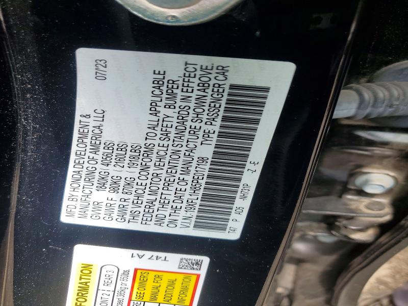 56442836 :رقم المزاد ، 19XFL1H85PE017198 vin ، 2023 Honda Civic مزاد بيع