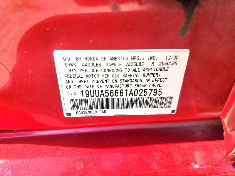 Продаж на аукціоні авто 2001 Acura 3.2tl, vin: 19UUA56661A025795, номер лоту: 57953536