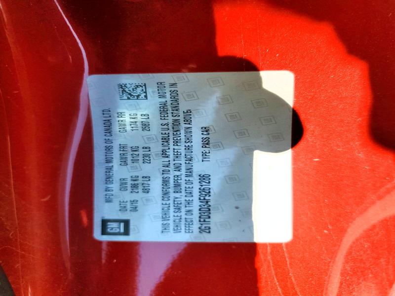 2015 Chevrolet Camaro მანქანა იყიდება აუქციონზე, vin: 2G1FD3D34F9261286, აუქციონის ნომერი: 56789276