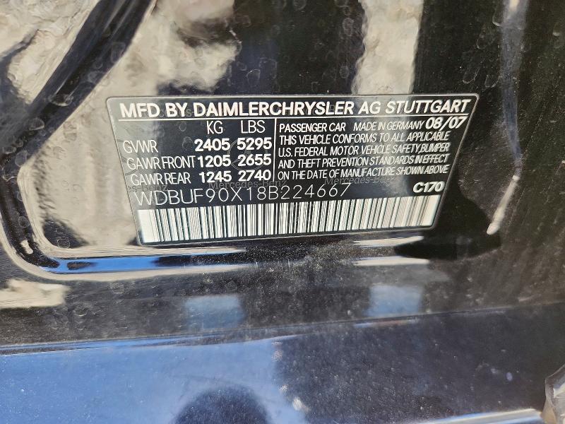 2008 Mercedes-benz E მანქანა იყიდება აუქციონზე, vin: WDBUF90X18B224667, აუქციონის ნომერი: 57229906