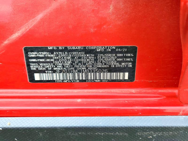 Aukcja sprzedaży 2021 Subaru Crosstrek, vin: JF2GTHMC1M8335026, numer aukcji: 58192886