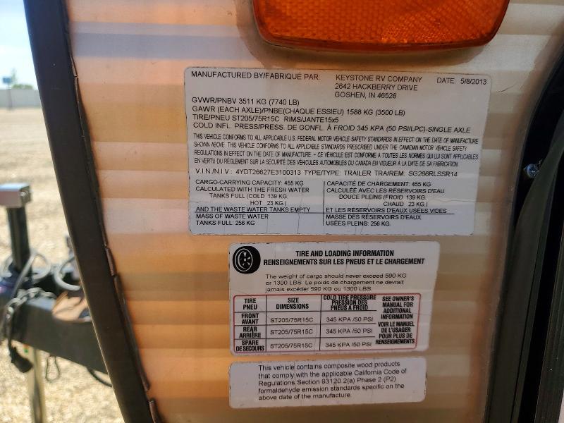 Продаж на аукціоні авто 2014 Keys Spring Dale, vin: 4YDT26627E3100313, номер лоту: 55626826