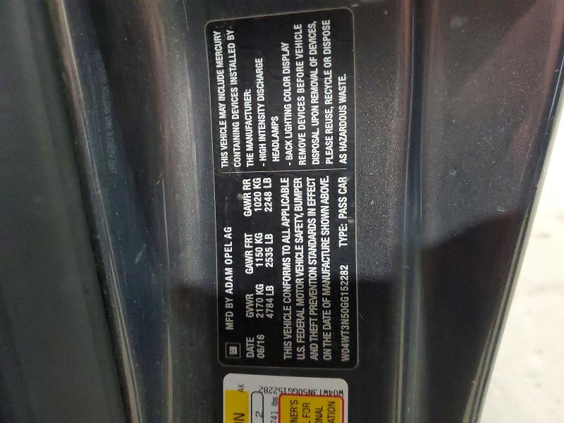 Продажа на аукционе авто 2016 Buick Cascada, vin: W04WT3N50GG152282, номер лота: 56051266