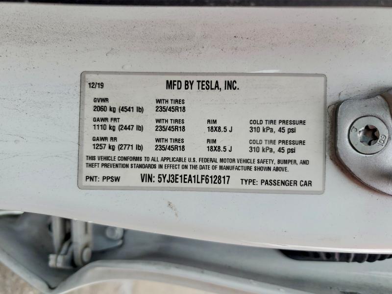Продажа на аукционе авто 2020 Tesla Model 3, vin: 5YJ3E1EA1LF612817, номер лота: 55322116