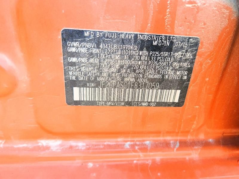Продаж на аукціоні авто 2015 Subaru Xv Crosstrek, vin: JF2GPASC1F8317059, номер лоту: 56165866