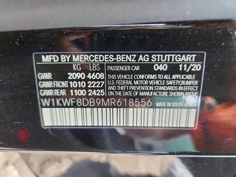 Продаж на аукціоні авто 2021 Mercedes-benz C, vin: W1KWF8DB9MR618556, номер лоту: 55771256