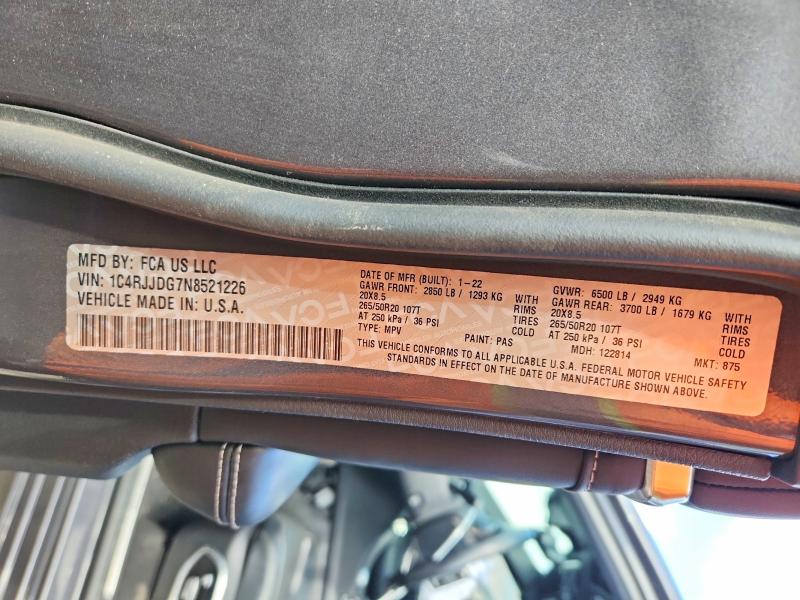 Auction sale of the 2022 Jeep Grand Cherokee, vin: 1C4RJJDG7N8521226, lot number: 56640046