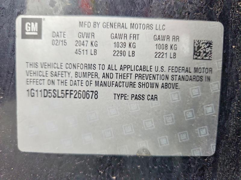 58135736 :رقم المزاد ، 1G11D5SL5FF260678 vin ، 2015 Chevrolet Malibu مزاد بيع