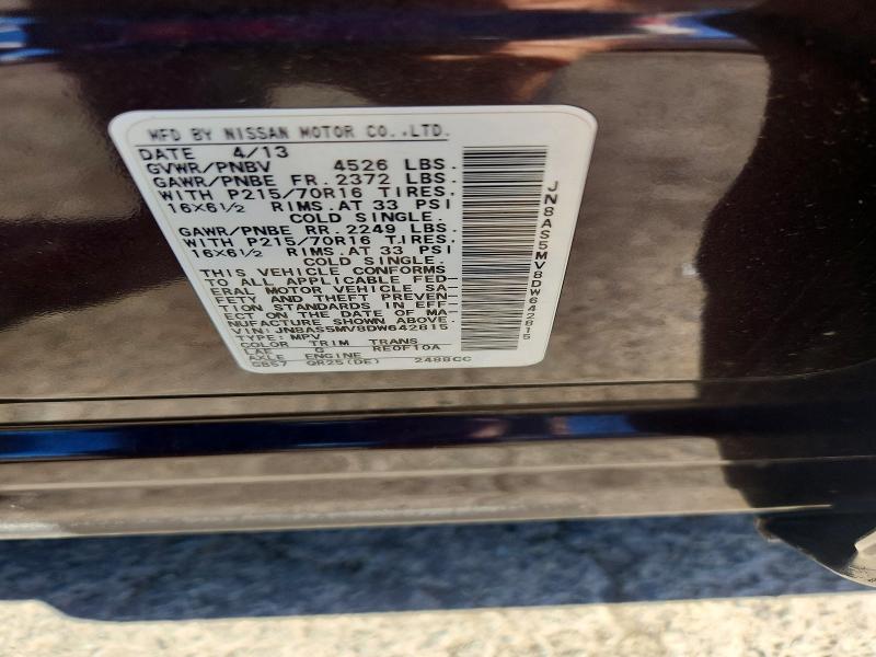 57929356 :رقم المزاد ، JN8AS5MV8DW642815 vin ، 2013 Nissan Rogue مزاد بيع