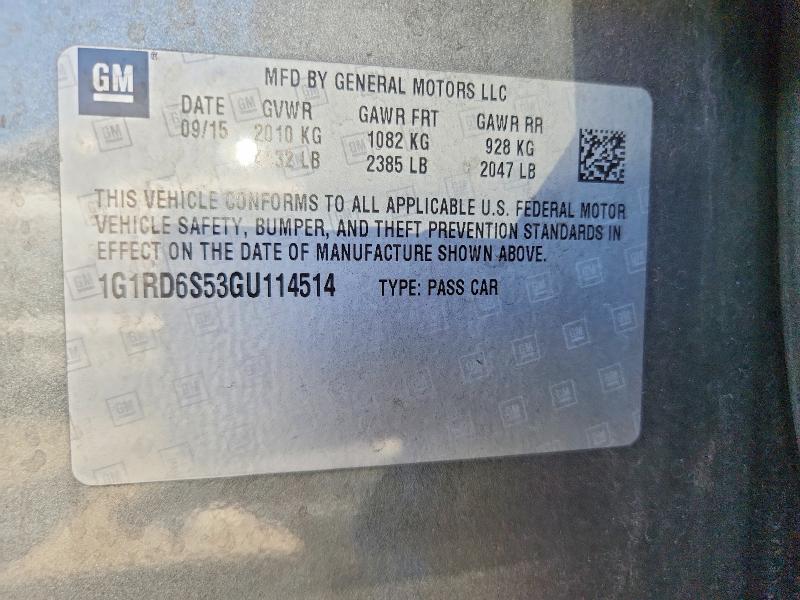 Продаж на аукціоні авто 2016 Chevrolet Volt, vin: 1G1RD6S53GU114514, номер лоту: 56652506