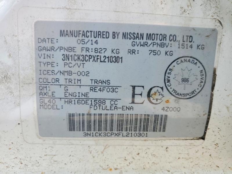 Aukcja sprzedaży 2015 Nissan Micra, vin: 3N1CK3CPXFL210301, numer aukcji: 55805246