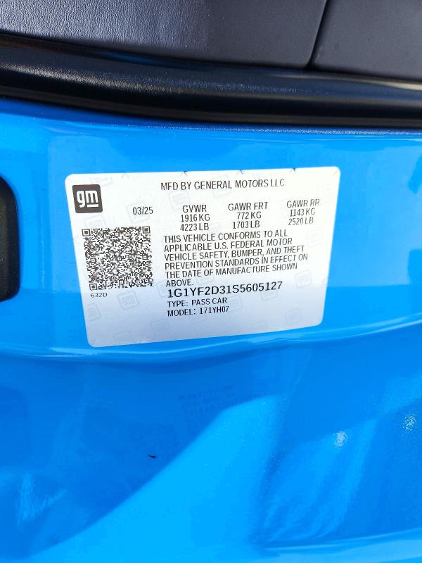 Продажа на аукционе авто 2025 Chevrolet Corvette, vin: 1G1YF2D31S5605127, номер лота: 56624876