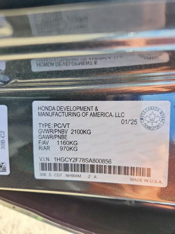 Продажа на аукционе авто 2025 Honda Accord, vin: 1HGCY2F78SA800856, номер лота: 57896216