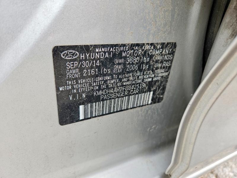 2015 Hyundai Elantra მანქანა იყიდება აუქციონზე, vin: KMHDH4AH2FU342519, აუქციონის ნომერი: 57299696