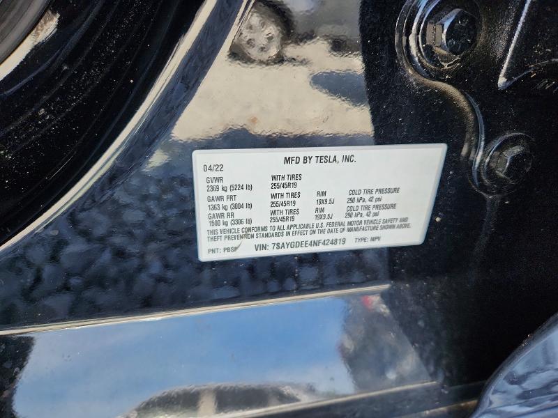 55975576 :رقم المزاد ، 7SAYGDEE4NF424819 vin ، 2022 Tesla Model Y مزاد بيع