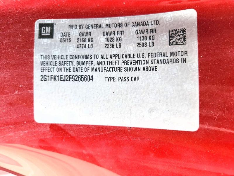 55401036 :رقم المزاد ، 2G1FK1EJ2F9265604 vin ، 2015 Chevrolet Camaro مزاد بيع