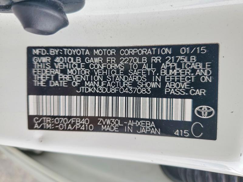 Auction sale of the 2015 Toyota Prius, vin: JTDKN3DU8F0437083, lot number: 56255766