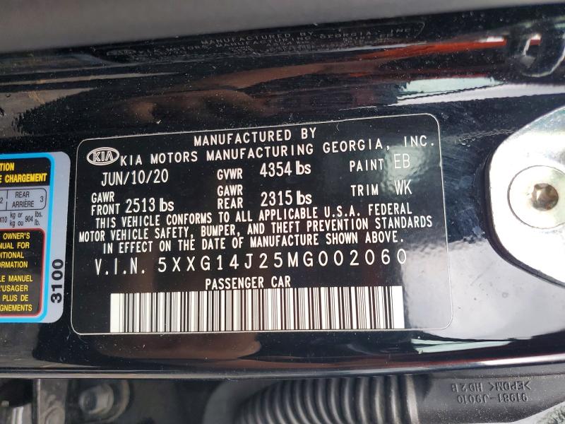 56042476 :رقم المزاد ، 5XXG14J25MG002060 vin ، 2021 Kia K5 مزاد بيع
