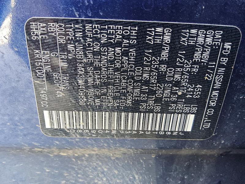 2023 Nissan Rogue მანქანა იყიდება აუქციონზე, vin: JN8BT3AA3PW409680, აუქციონის ნომერი: 55703716