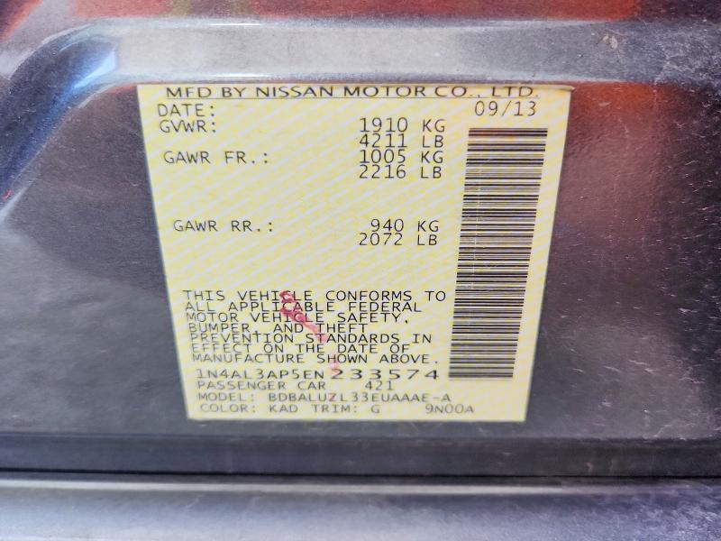 55946876 :رقم المزاد ، 1N4AL3AP5EN233574 vin ، 2014 Nissan Altima مزاد بيع
