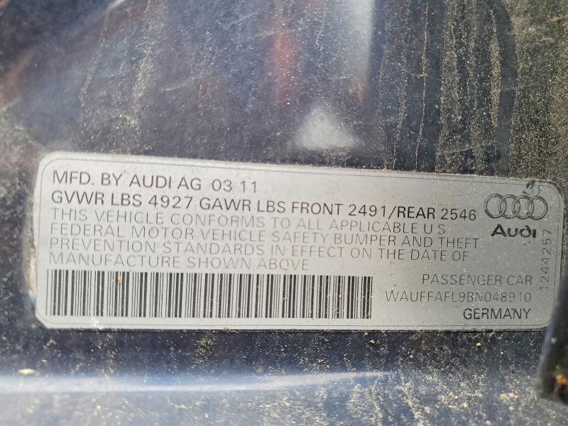 58700826 :رقم المزاد ، WAUFFAFL9BN048910 vin ، 2011 Audi A4 مزاد بيع