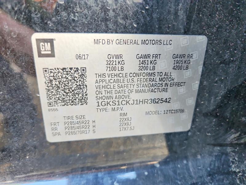 Aukcja sprzedaży 2017 Gmc Yukon, vin: 1GKS1CKJ1HR362542, numer aukcji: 56884566