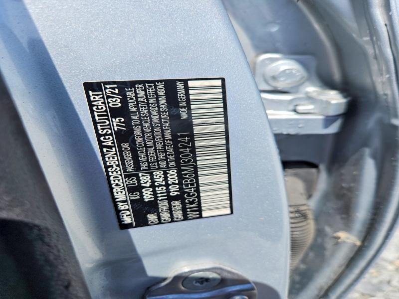 58459106 :رقم المزاد ، W1K3G4EB6MJ304241 vin ، 2021 Mercedes-benz A مزاد بيع