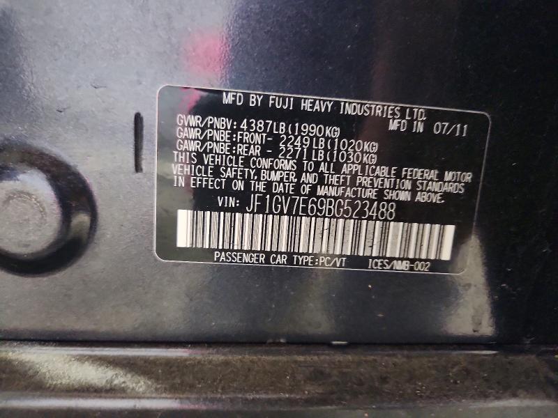 2011 Subaru Impreza მანქანა იყიდება აუქციონზე, vin: JF1GV7E69BG523488, აუქციონის ნომერი: 58926916