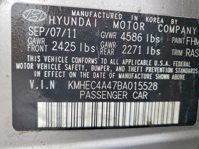 56345266 :رقم المزاد ، KMHEC4A47BA015528 vin ، 2011 Hyundai Sonata مزاد بيع