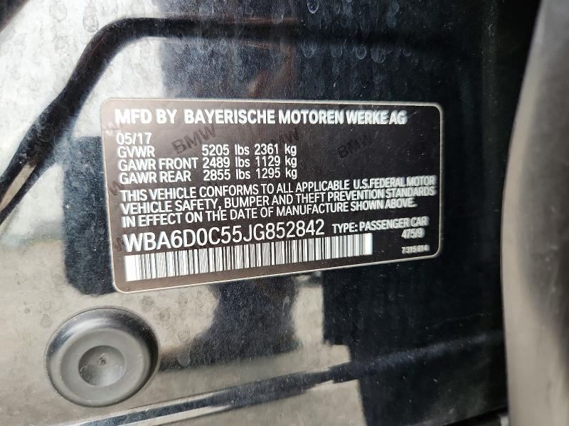 2018 Bmw 640 მანქანა იყიდება აუქციონზე, vin: WBA6D0C55JG852842, აუქციონის ნომერი: 58322006