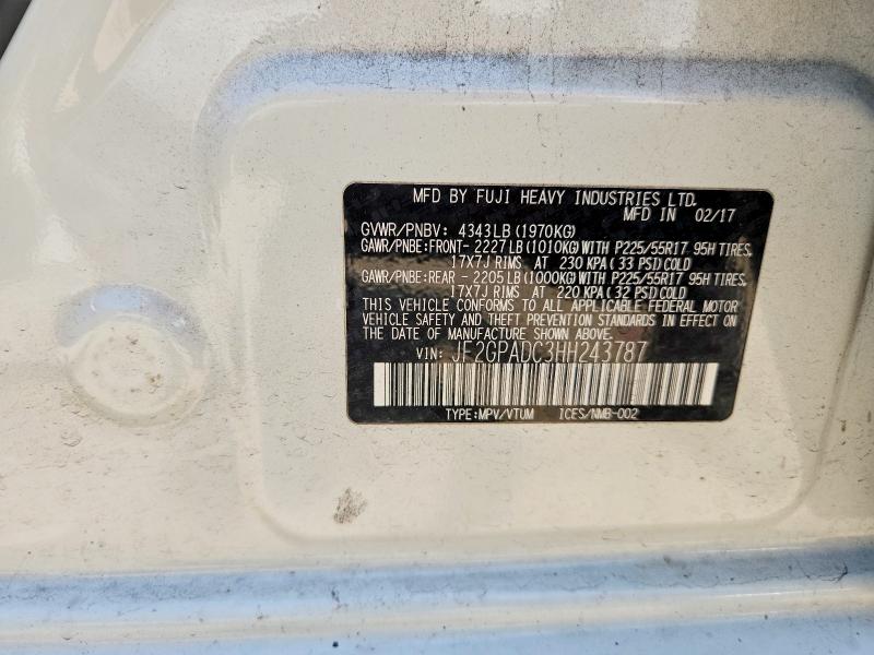 59117016 :رقم المزاد ، JF2GPADC3HH243787 vin ، 2017 Subaru Crosstrek مزاد بيع