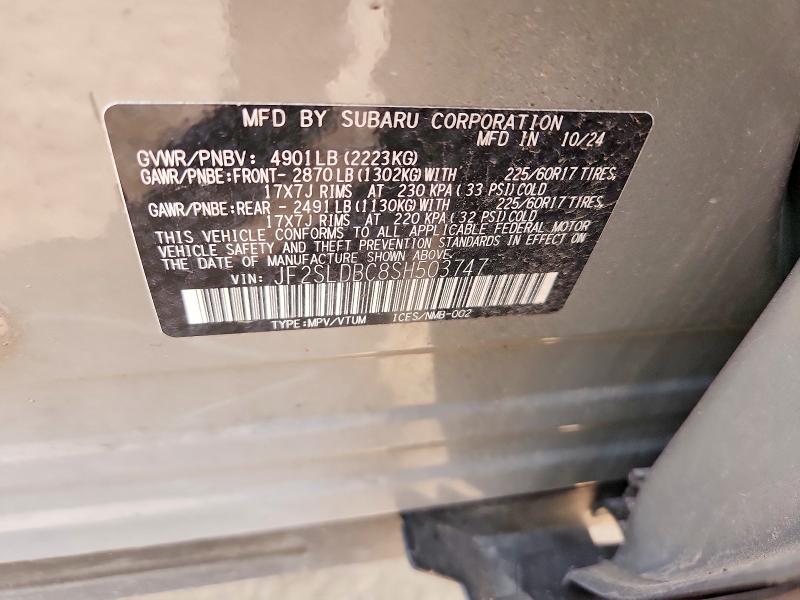 2025 Subaru Forester მანქანა იყიდება აუქციონზე, vin: JF2SLDBC8SH503747, აუქციონის ნომერი: 58327376