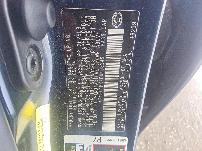 56484826 :رقم المزاد ، 4T1BF1FK7EU408349 vin ، 2014 Toyota Camry مزاد بيع