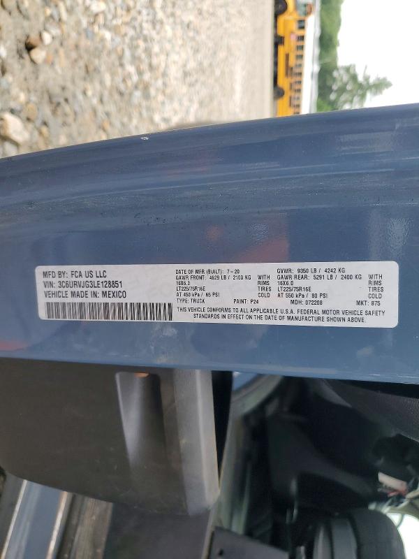 2020 Ram Promaster 3500 მანქანა იყიდება აუქციონზე, vin: 3C6URVJG3LE128851, აუქციონის ნომერი: 57274126