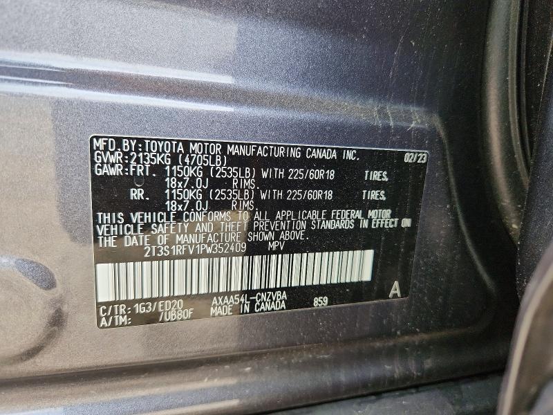 2023 Toyota Rav4 მანქანა იყიდება აუქციონზე, vin: 2T3S1RFV1PW352409, აუქციონის ნომერი: 56171726