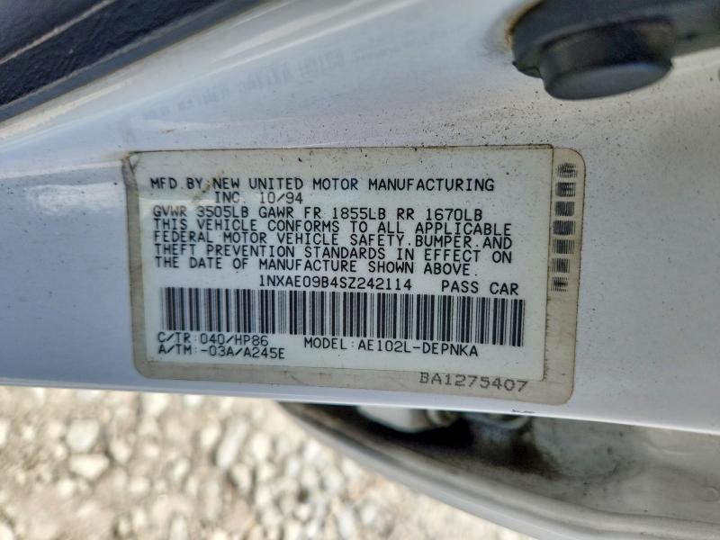 Aukcja sprzedaży 1995 Toyota Corolla, vin: 1NXAE09B4SZ242114, numer aukcji: 85790715