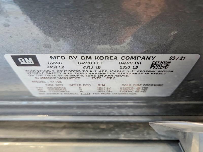 2021 Buick Encore Gx მანქანა იყიდება აუქციონზე, vin: KL4MMGSL5MB162572, აუქციონის ნომერი: 56302566
