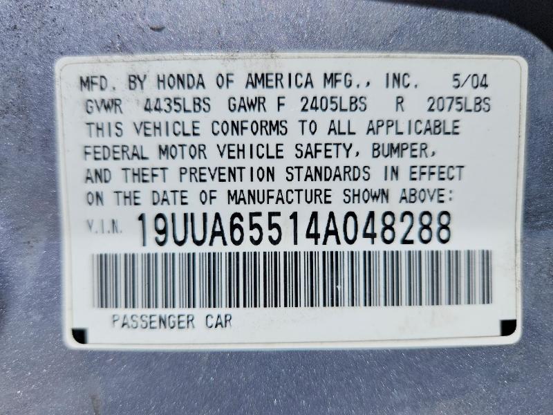 2004 Acura Tl მანქანა იყიდება აუქციონზე, vin: 19UUA65514A048288, აუქციონის ნომერი: 55807486