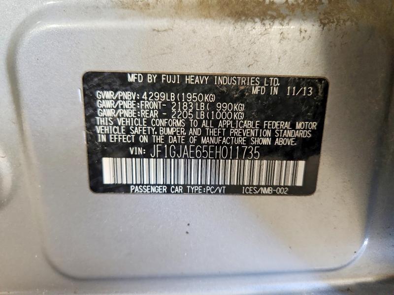Aukcja sprzedaży 2014 Subaru Impreza, vin: JF1GJAE65EH011735, numer aukcji: 57299736