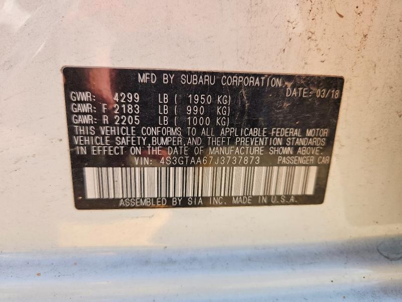 2018 Subaru Impreza მანქანა იყიდება აუქციონზე, vin: 4S3GTAA67J3737873, აუქციონის ნომერი: 55670496