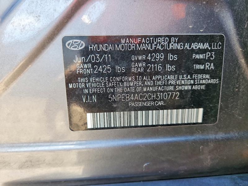 Aukcja sprzedaży 2012 Hyundai Sonata, vin: 5NPEB4AC2CH310772, numer aukcji: 55421786