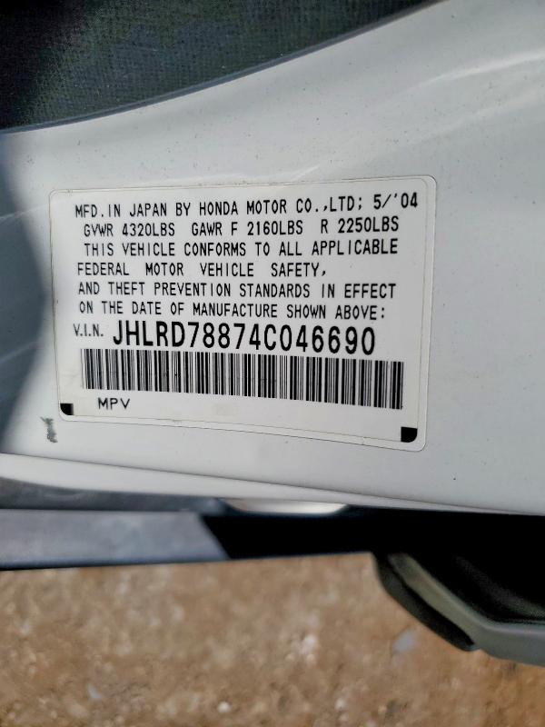 Aukcja sprzedaży 2004 Honda Cr-v, vin: JHLRD78874C046690, numer aukcji: 85630915